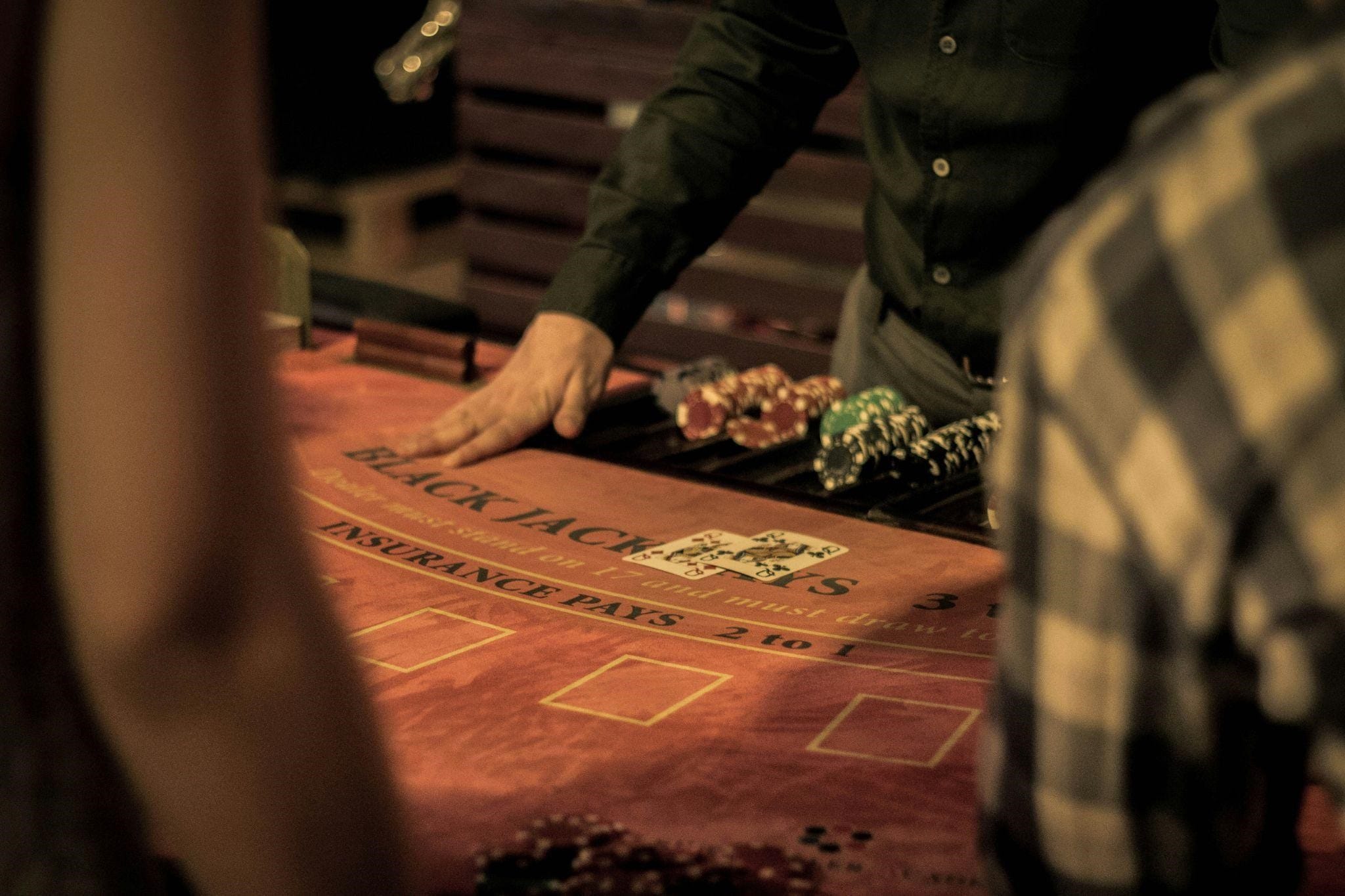 A person playing Black Jack